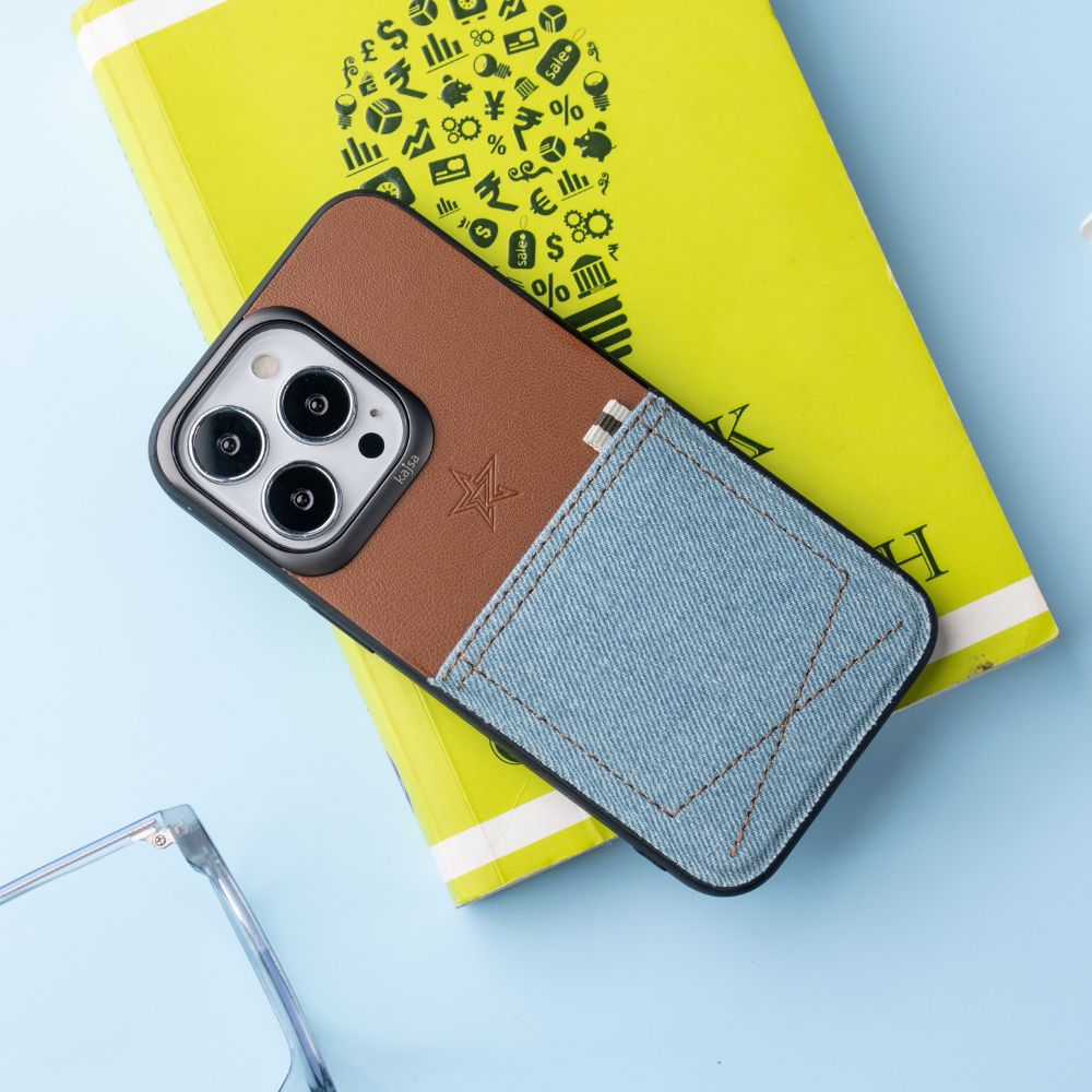 iPhone 13 Pro Back Cover / Denim Series Genuine Leather Case