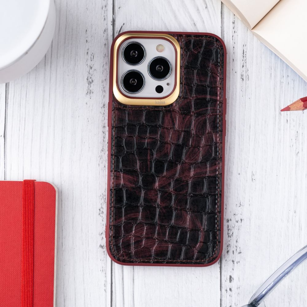 iPhone 13 Pro Back Cover / Stone Series Genuine Leather Case