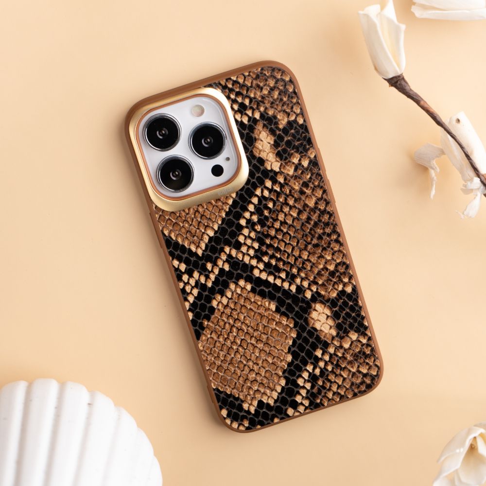 iPhone 13 Pro Back Cover / Snake Series Genuine Leather Case